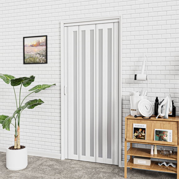 38" x 80" 1-Lite Paneled PVC/Vinyl Accordion Door