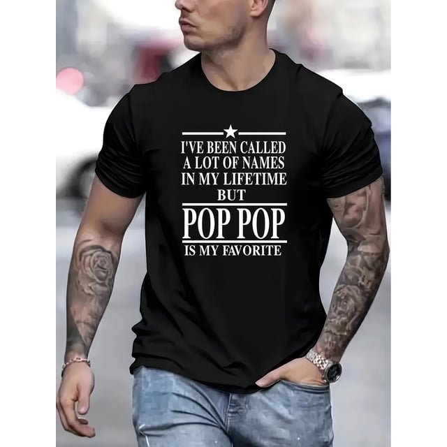 Pop Pop Print T Shirt, Tees For Men, Casual Short Sleeve T-shirt For Summer