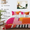 thumbnail image 3 of 3 Piece Pink Orange Duvet Cover Set California King,Microfiber Comforter/Quilt Cover with Corner Ties and 2 Pillowcases,Geometric Modern Abstract Oil Painting All Season Bedding with Zipper Closure, 3 of 8