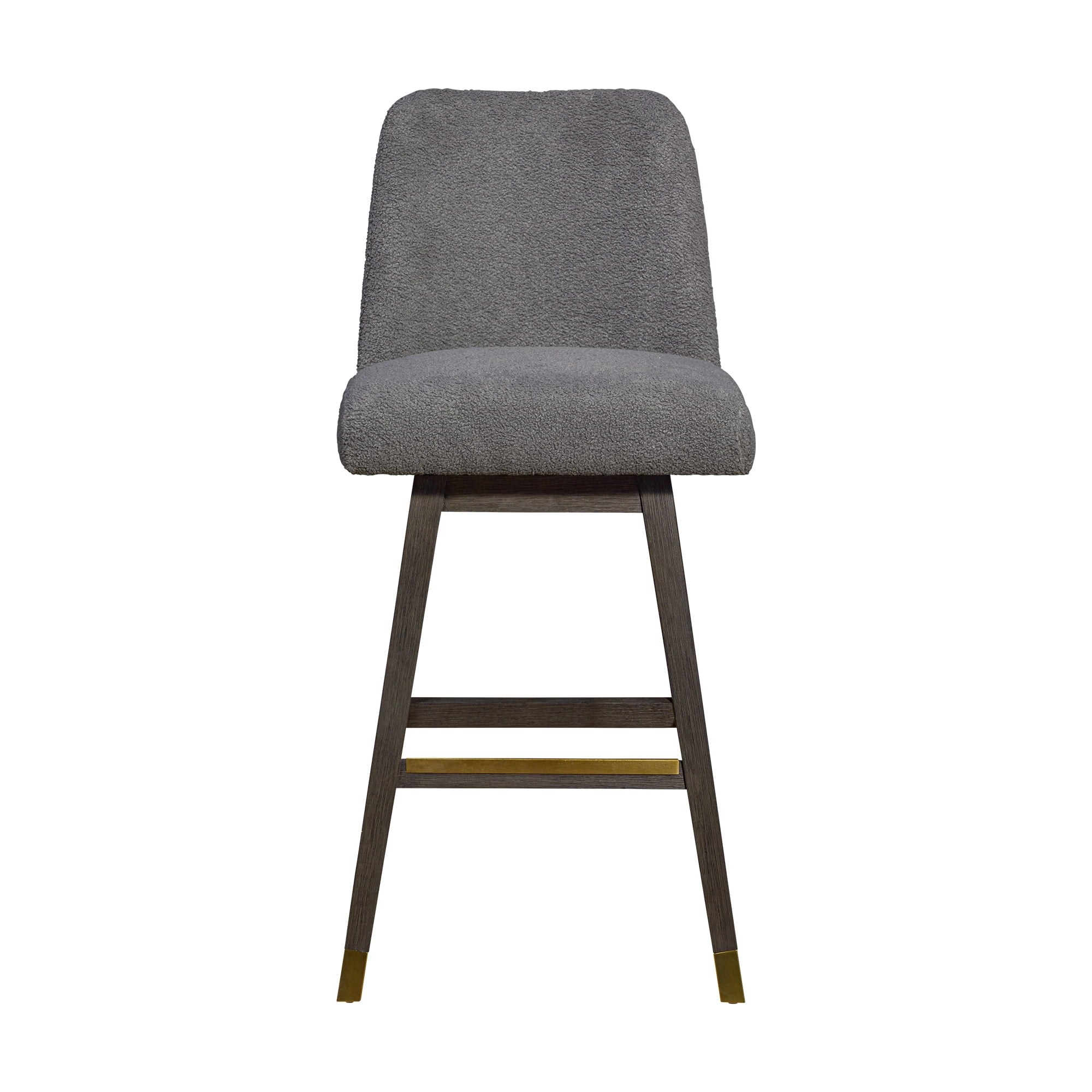 Amelia Swivel Bar Stool in Gray Oak Wood Finish with Gray Boucle Fabric - Set of 4