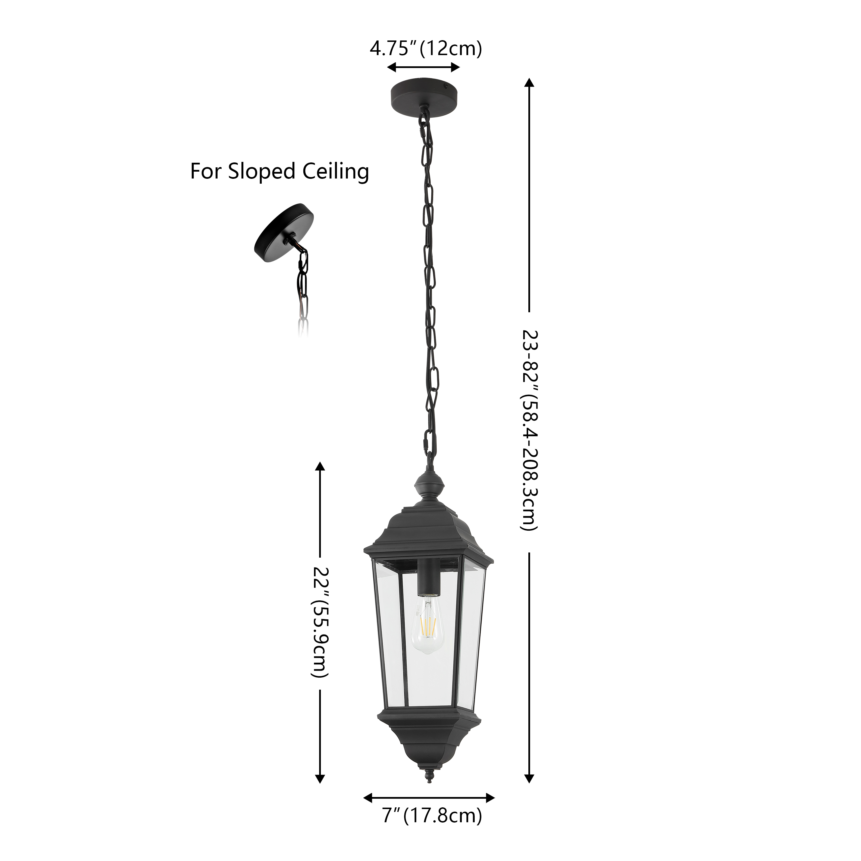 Safavieh Teri 7" Traditional Metal and Glass Outdoor Lamp, Black