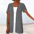 thumbnail image 3 of Ohufall Women's Short Sleeve Cardigan Overwears Summer Solid Loose Open Front Bolero Shrugs Fashion Casual Cardigan Tops Cover Ups for Women, 3 of 6