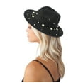 thumbnail image 3 of IDALL Bucket Hats Fedora Hats for Women Ladies Fashion Fedora Hat Panama Hat With Handmade Pearls Beach Hat Black One Size, 3 of 9