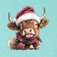 thumbnail image 3 of Wild Bobby Cute Fluffy Christmas Cow with Santa Hat, Cute Christmas Design Sweater | Holiday Women Slim Fit Junior Tee, 3 of 5