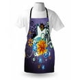thumbnail image 3 of Modern Apron Contemporary Design with Stars Flowers and Swirls with Dark Purple Color Backdrop, Unisex Kitchen Bib Apron with Adjustable Neck for Cooking Baking Gardening, Multicolor, by Ambesonne, 3 of 3