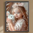 thumbnail image 3 of Pintura de diamante 5D DIY, kit de taladro redondo completo de conejito y niña, decoración del hogar, 30x40cm, 3 of 9