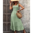 thumbnail image 5 of SWSMCLT Women's Autumn Dresses Billowy Dress Empire Waist Breathable Sundress Calf Length Comfy Casual Green Medium, 5 of 5