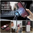 thumbnail image 5 of Case For Samsung Galaxy S22+ 5G RFID Blocking Compatible With MagSafe Detachable 2 In 1 Wallet With Card Holder,PU Leather Case,  Holder Kickstand Magnetic Protective Women Men Cover,Wine red, 5 of 11