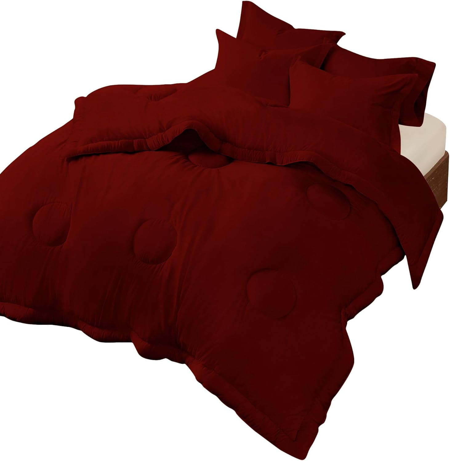 Luxury 500 TC Egyptian Cotton Comforter | Round Circle Design | 300 GSM | Soft, Breathable | 1 Piece- Wyoming King Size ( 100" x 114" ) Inches, 1pc Comforter Only, (Burgundy)