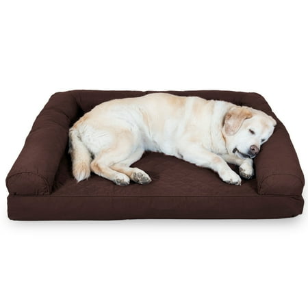 UPC: 0842229117431 | FurHaven Pet Products Quilted Cooling Gel Memory Foam Sofa-Style Pet Bed for Dogs & Cats – Coffee Jumbo