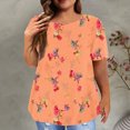 thumbnail image 1 of EGNMCR Hauts Grande Taille pour Femmes Été Décontracté à Imprimé Floral Manches Courtes Col Rond Hauts Amples T-Shirt Blouse, 1 of 6