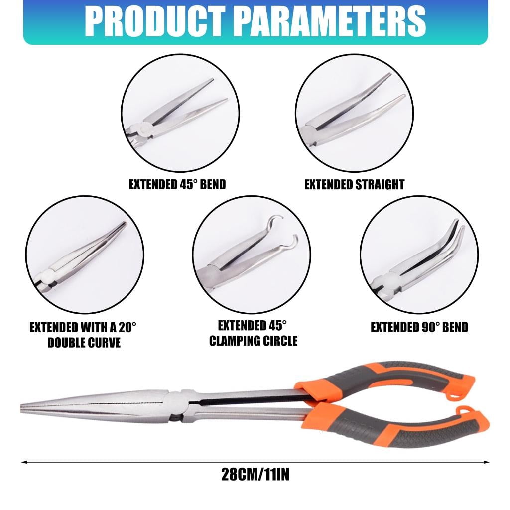 Automotive Set with Long Nose Needle Nose and Round Pliers Long Locking Plier Ergonomic