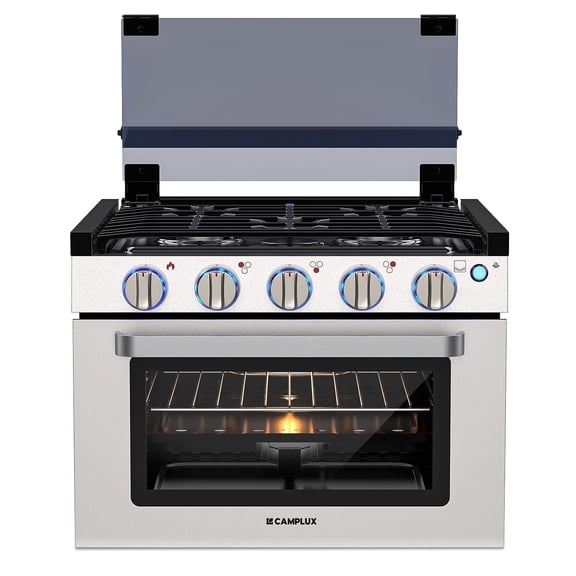 CAMPLUX 17 In RV Stove Gas Range, Outdoor Gas Range Oven with 3 Burners Cooktop
