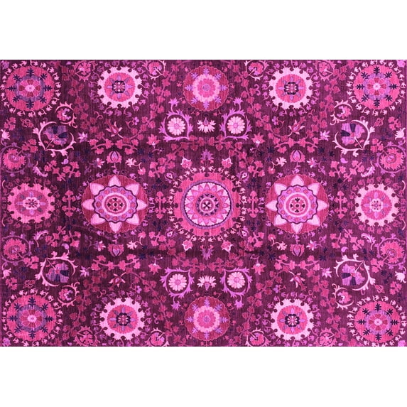 Ahgly Company Indoor Rectangle Oriental Pink Modern Area Rugs, 2' x 3'