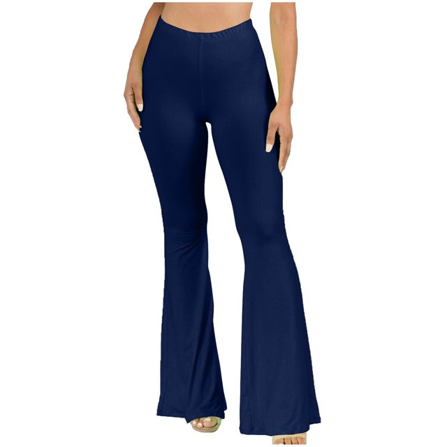 JUNWELL Pantalon Évasé Long à Taille Haute Large pour Femmes Boho Hippie