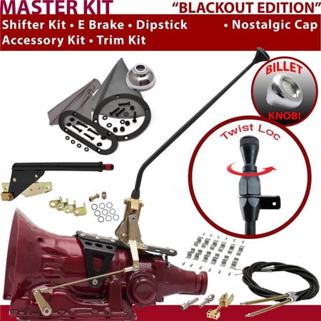 American Shifter TH400 Shifter Kit Black 16 in. E Brake Cable Clamp Trim Kit Dipstick for F2DE6