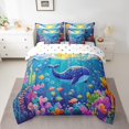 thumbnail image 2 of Erosebridal Cartoon Whale Bedding Sets Twin Size,Ocean Animal Comforter Sets with Sheets,Microfiber Reversible Bed in a Bag Twin size,Marine Decor,7pcs, 2 of 6
