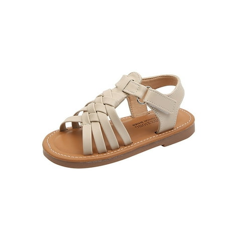 

DNDKILG Toddler Baby Girls Boy Roman Party School Wedding Sandals Kids Outdoor Dress Summer First Walkers Shoes White 18M-7Y 27