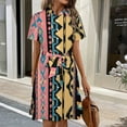 thumbnail image 3 of Colorful Tribal Patterned Fabric Womens Shirt Dresses Women'S Short Sleeve Dress Turn-Down Collar Dress A Line Casuall Dress Oversize(XS-6XL), 3 of 7