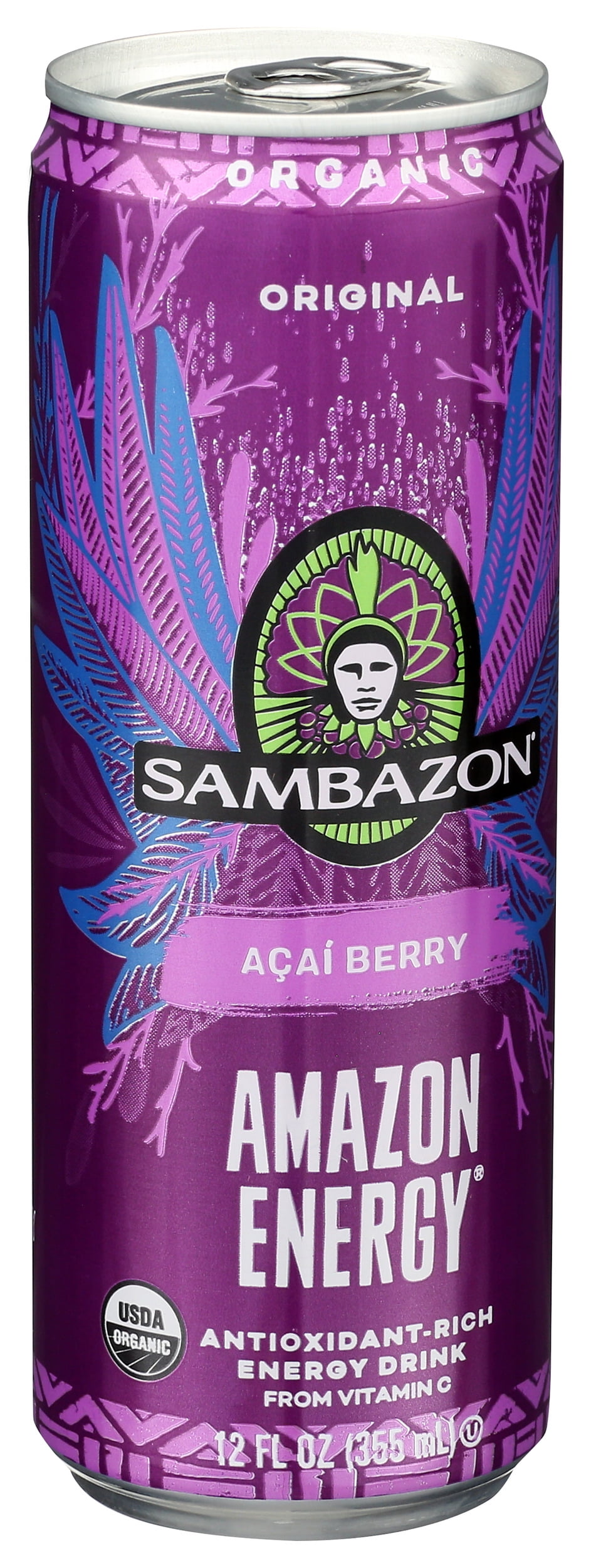 Pack of 12, Sambazon Original Açaí Berry Amazon Energy Drink, 12 fl oz