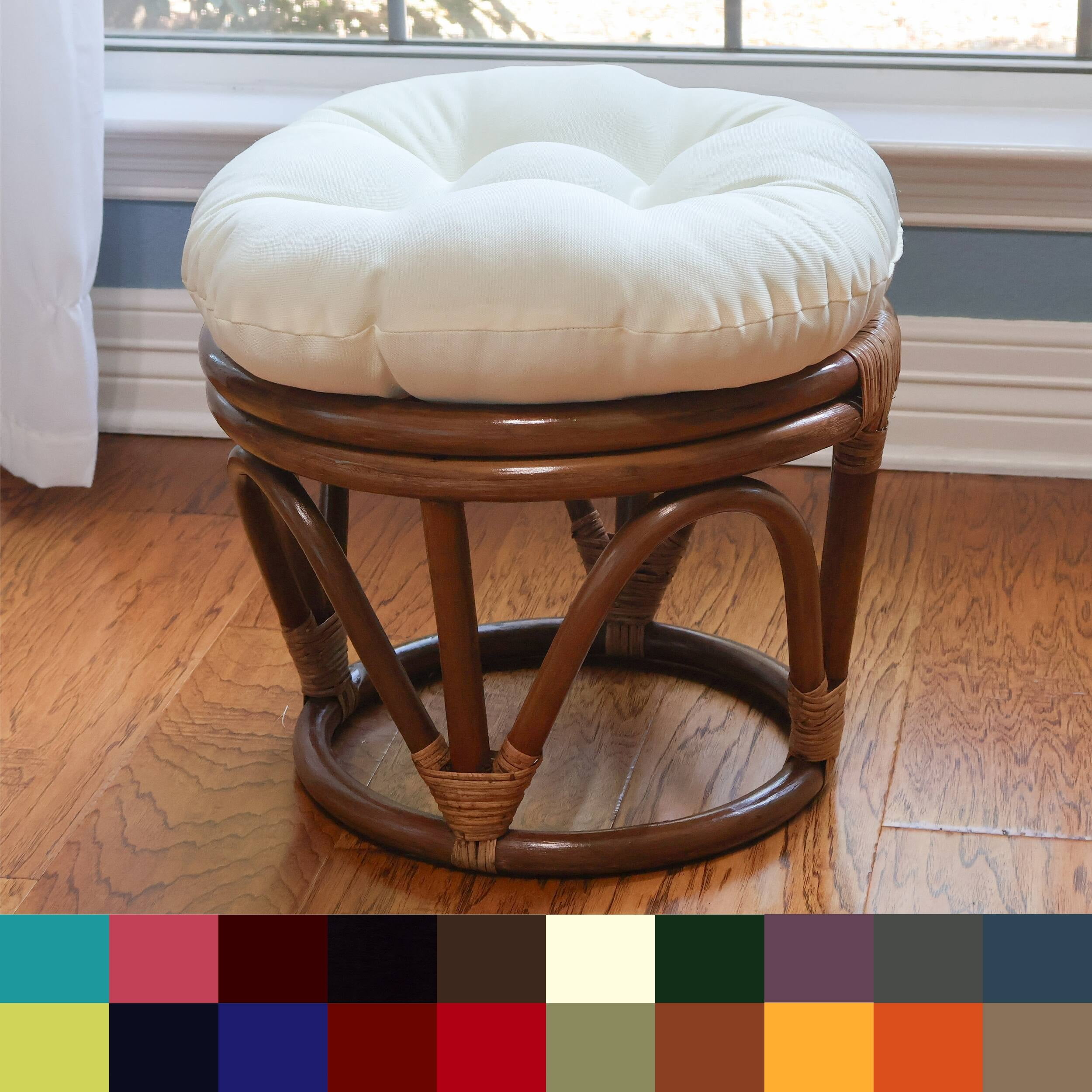 International Caravan Rattan Footstool with Twill Cushion
