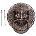 thumbnail image 1 of Aldaba de puerta de latón antiguo con doble anilla para puerta, accesorio de herraje para puerta, 1 of 14