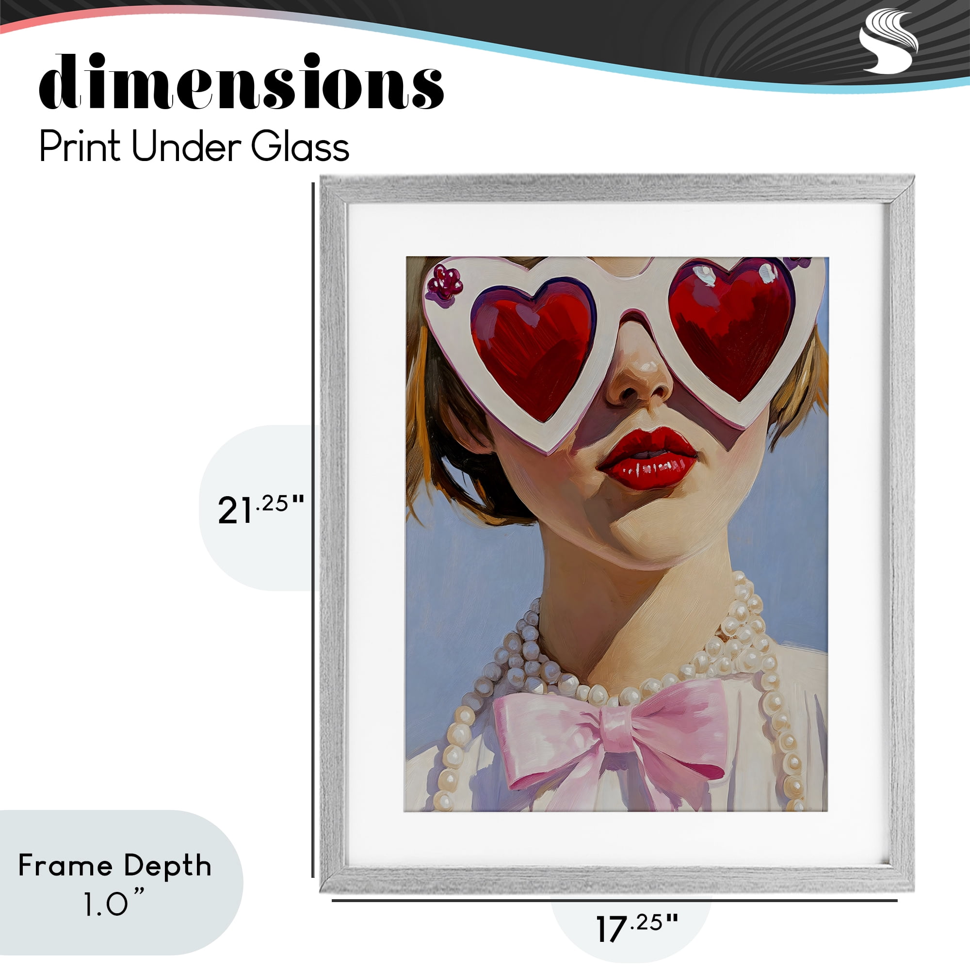 Stupell Industries Romantic Red Heart Glasses Gray Framed Print Under Glass, design by The Prints Vibe