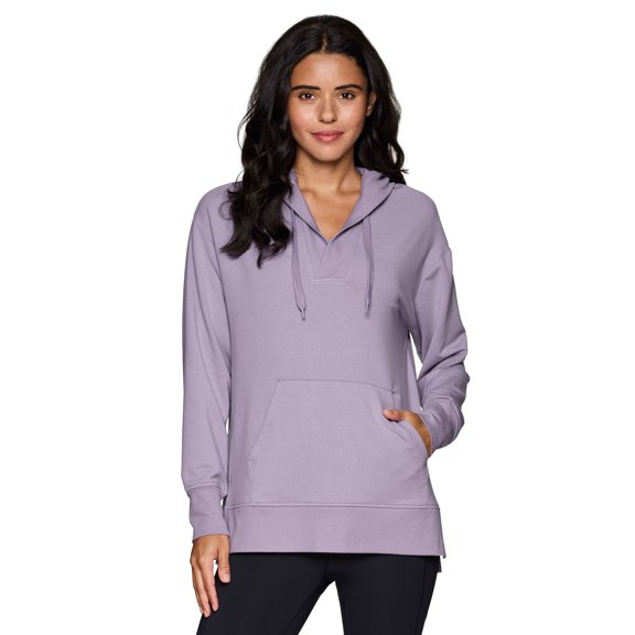 RBX Active Women's V-Neck French Terry Hoodie Tunic Sweatshirt