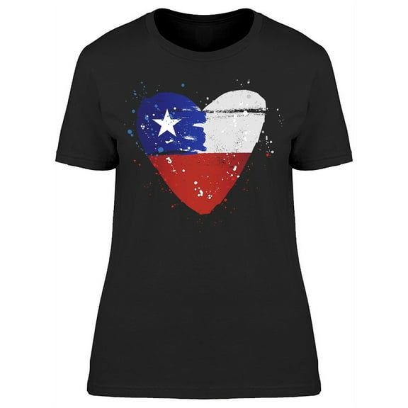 Chilean Flag Big Heart T-Shirt Women -Image by Shutterstock, Female XX-Large