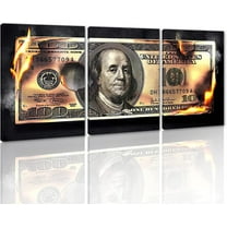Hieng Dollar Money Canvas Wall Art Decor Vintage 100 Dollar Bill Motivational Poster Painting for Home Decor and Office Living Room Artwork Unframed