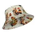 thumbnail image 2 of Easygdp Colorful Roosters Double-Sided Reflective Fisherman Hat for Outdoor and Night Walking, Unisex, 2 of 9