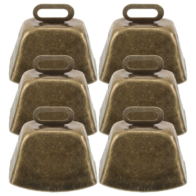 6 piezas de campanas de vaca de metal de metal cencas de ganado de granja animal anti-perdidas de campanas de llamadas fuertes