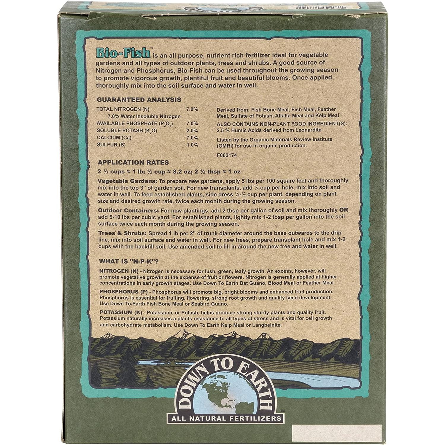 Down to Earth Organic Bio-Fish Fertilizer Mix 7-7-2, 5 lb