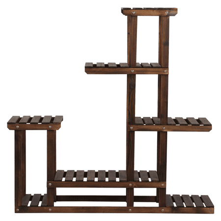 Wooden Display Stand Yaheetech 6-Layer Wooden Flower Stand Flower Plant Display Stand Shelf Ladder Stand for Living Room Balcony Patio Yard Indoors & Outdoors Available for 10 Pots ()