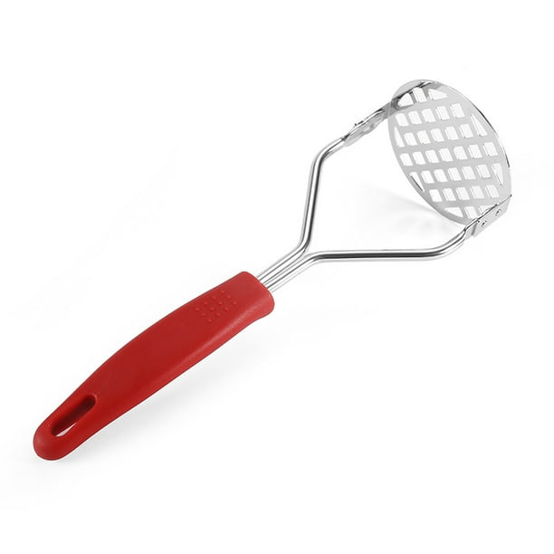 Triturador de papas, triturador de papas de acero inoxidable grueso pulido y sin costuras, triturador de frutas y verduras con mango de silicona cómodo