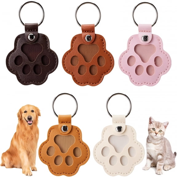 DESIGNICE 5Pcs Pet Hair Storage Keychain,Pet Dog Cat Hair Collector Paw Shaped Fur Keepsake Keychains,Pet Enthusiast Commemorative Gift