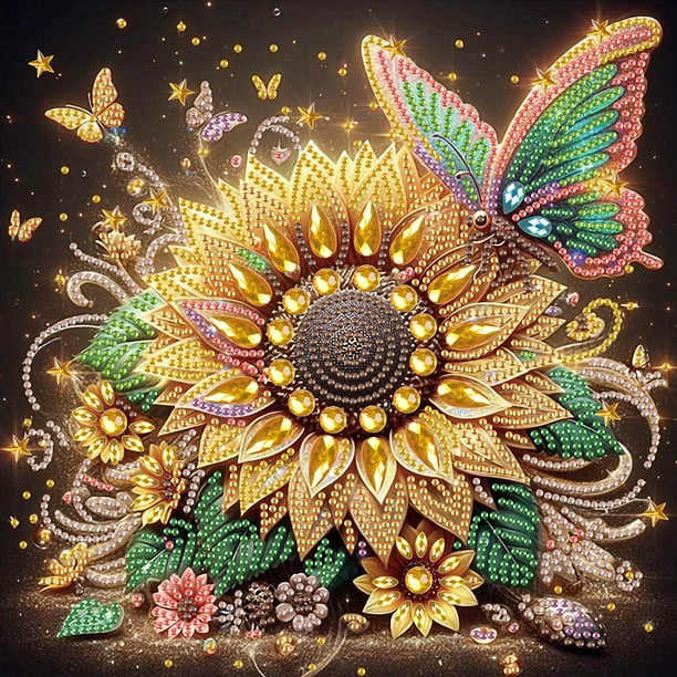 5D DIY Taladro Parcial en Forma Especial Girasol Arte Casero 30x30cm