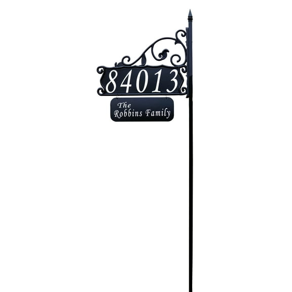 Address America USA Handcrafted, Double-Sided Boardwalk XL Address Sign 80" Pole Sign With Name Rider