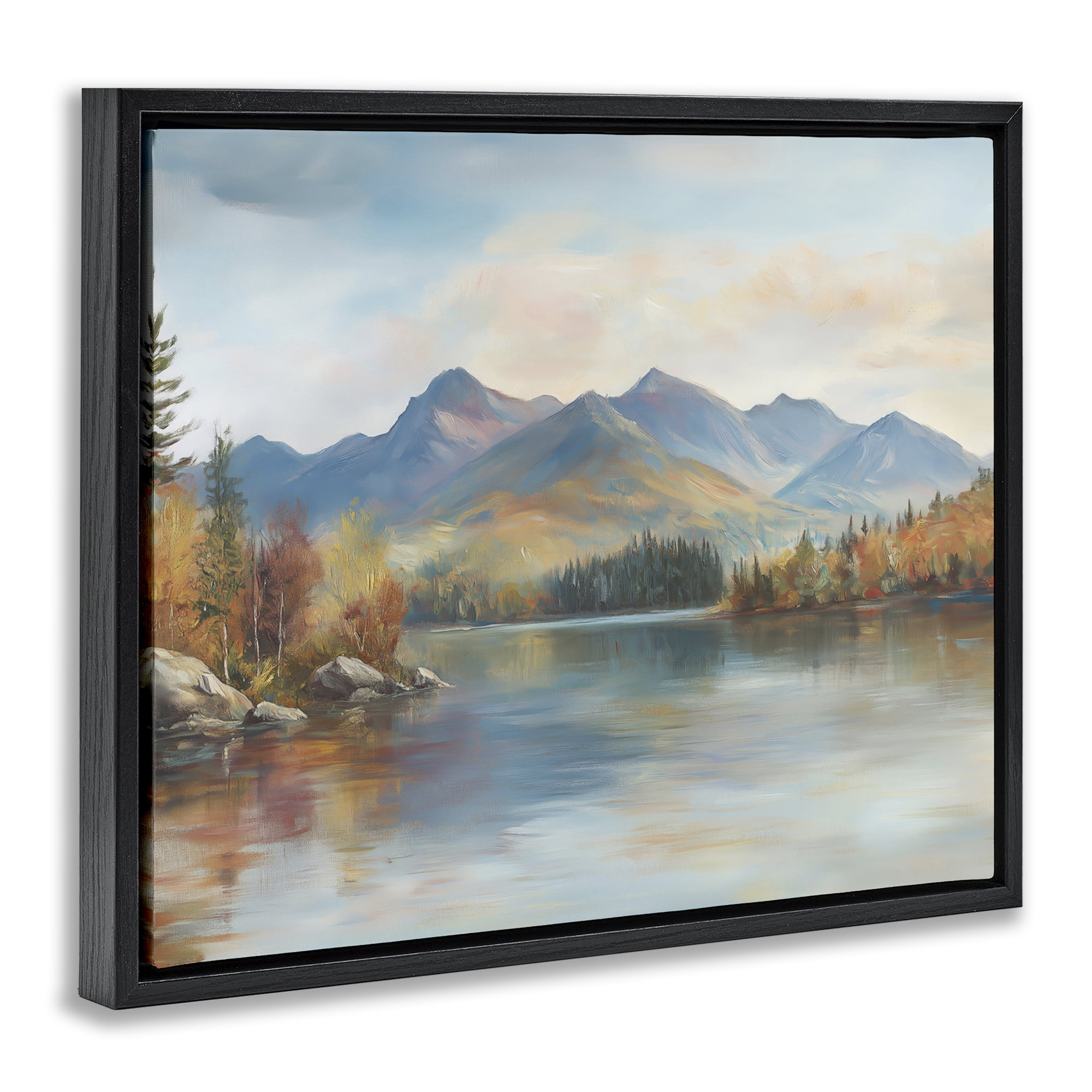 Stupell Industries Rustic Lake Landscape in Fall Black Framed Floater Canvas Wall Art, design by LSR Design Studio