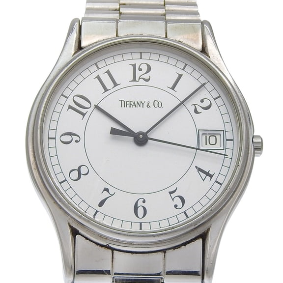 Pre-Owned Tiffany & Co. Classic Watch, Stainless Steel, Quartz, Analog, White Dial, Unisex