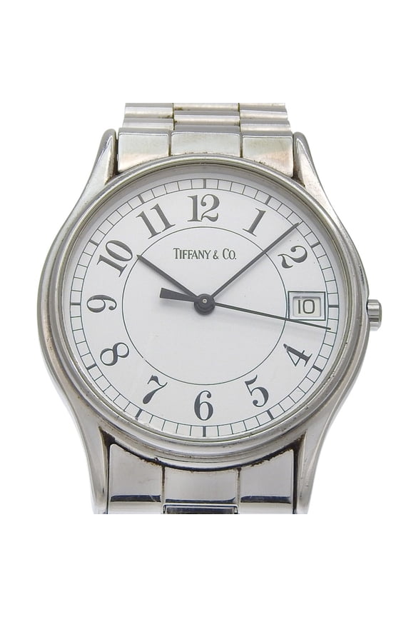 Pre-Owned Tiffany & Co. Classic Watch, Stainless Steel, Quartz, Analog, White Dial, Unisex