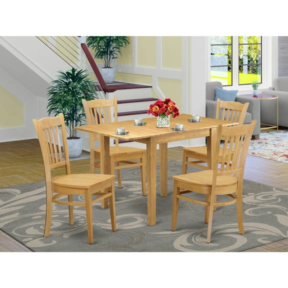 Modern 5-Piece Dining Set - Table & 4 Chairs, Oak Finish, Bohemian Style