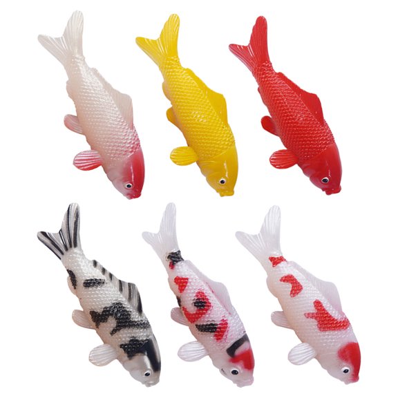 GOOHOCHY 6Pcs Koi Fish Decor Garden Koi Fish Model Red and Yellow PVC Artificial Animal