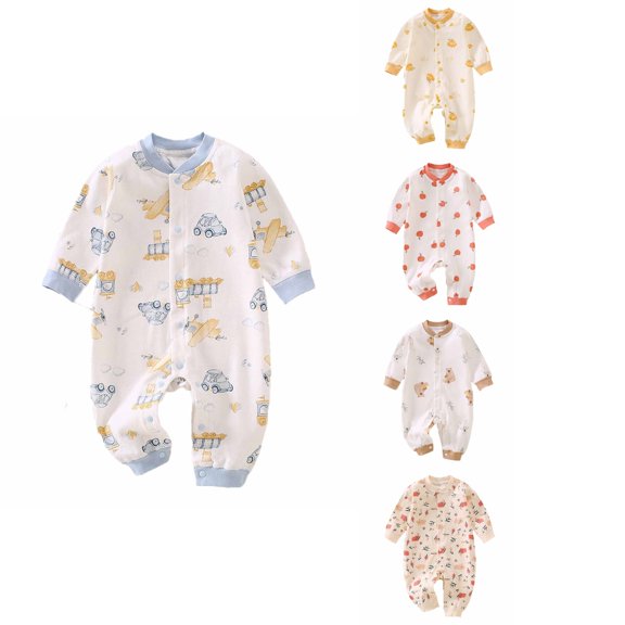 SROBPTY Newborn Boys Girls Rompers Long Sleeve Print Jumpsuit