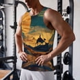 thumbnail image 5 of Rateoe Sunset Desert Journey Pattern Sleeveless Gym Shirt Muscle Tee Breathable Workout Shirt Slim-Fit Tank Quick Dry Fit Muscle Tank Top Bodybuilding Sleeveless T Shirt-Large, 5 of 7