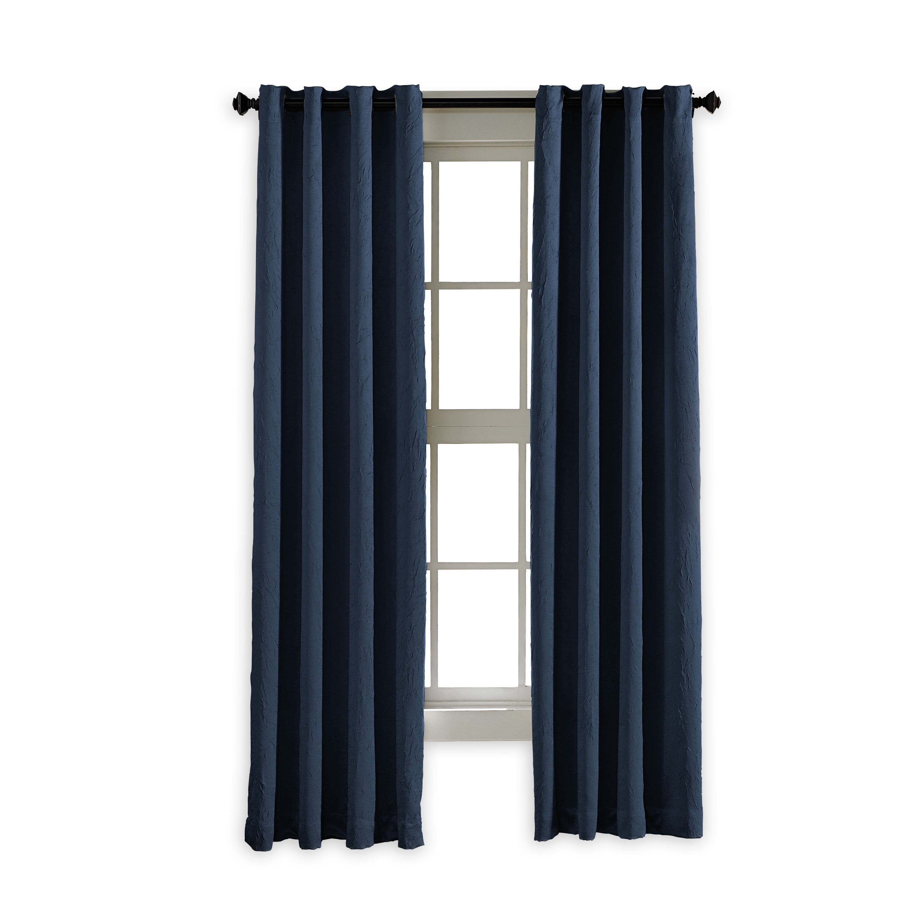 Curtainworks Lenox Grommet Curtain Single Panel, Indoor, 50"W x 108"L, Navy, Adult