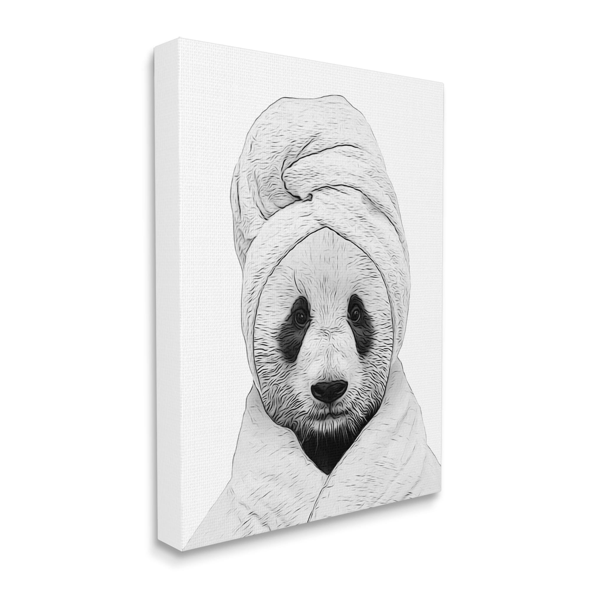 Stupell Industries Panda Bear Wildlife Bathroom Robe Animals & Insects Painting Gallery Wrapped Canvas Print Wall Art
