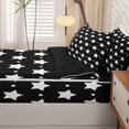 thumbnail image 5 of Manfei Sparkle Stars Printed Zipper Twin Comforter Sets with Fitted Sheet and 2 Pillowcases,Kawaii Polka Dot Zipper Bedding Set,Black White,Black Reversible,4pcs, 5 of 8