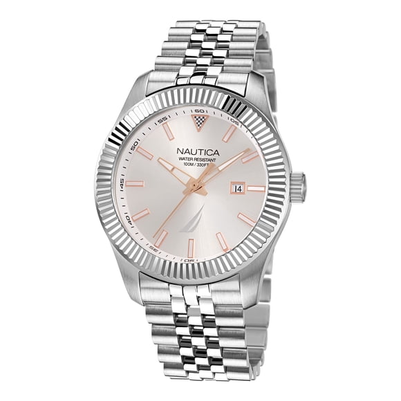 Nautica Men's Quartz Stainless Steel Strap, Silver, 22 Casual Watch (Model: NAPPBS250)
