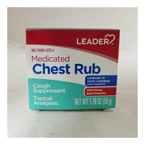 Leader Medicated Chest Rub Cough Suppressant Topical Analgesic 1.76 oz